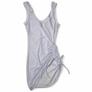 White Mesh Ruched Cover-Up Dress | Size S